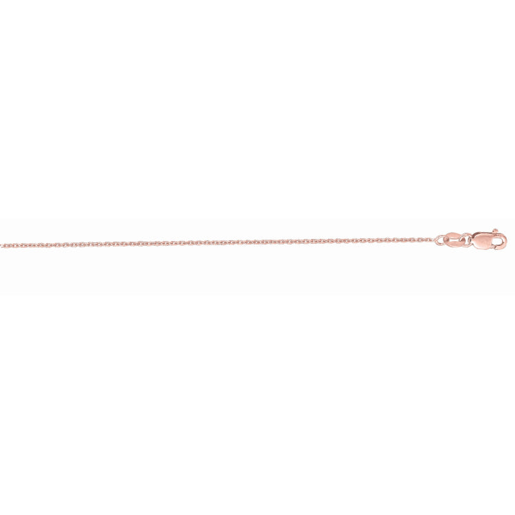 14K Rose Gold 1.3mm Diamond Cut Cable 18 Chain with Lobster Lock