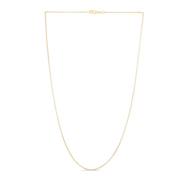 14K Yellow Gold 1.1mm Diamond Cut Rolo 16 Chain with Lobster Lock