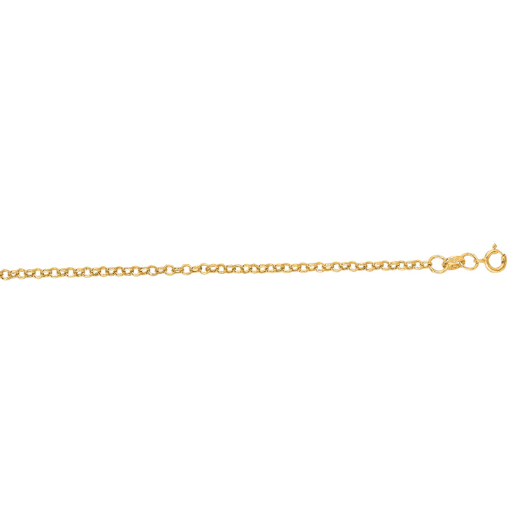 14K Yellow Gold 1.9mm Lite Rolo 20 Chain with Spring Ring Clasp