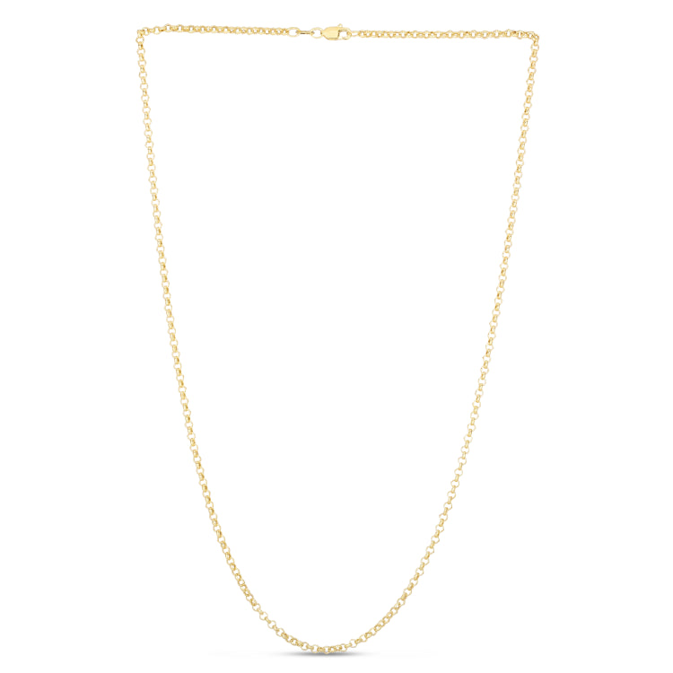 14K Yellow Gold 2.5mm Lite Rolo 24 Chain with Lobster Lock