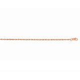 14K Rose Gold 1.0mm Machine Rope 18 Chain (Carded) with Lobster Lock