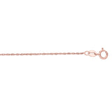 14K Rose Gold 1.1mm Singapore 24 Chain with Spring Ring Clasp