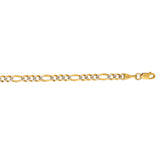 14K Yellow Gold 3.65mm White Pave Figaro 22 Chain with Lobster Lock