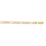 14K Yellow Gold 4.75mm White Pave Figaro 26 Chain with Lobster Lock