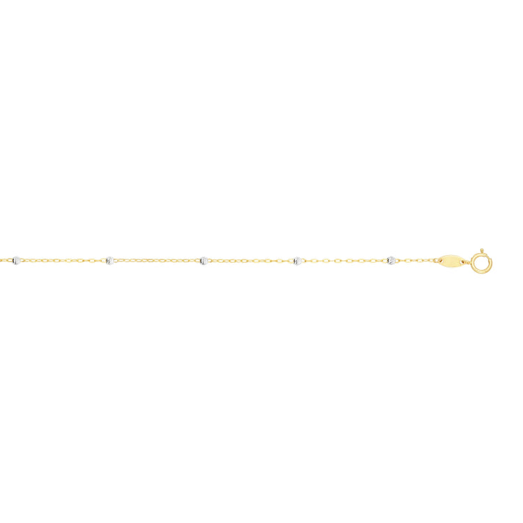14K Yellow Gold 3.5mm Diamond Cut Bead Saturn 18 Chain with Spring Ring