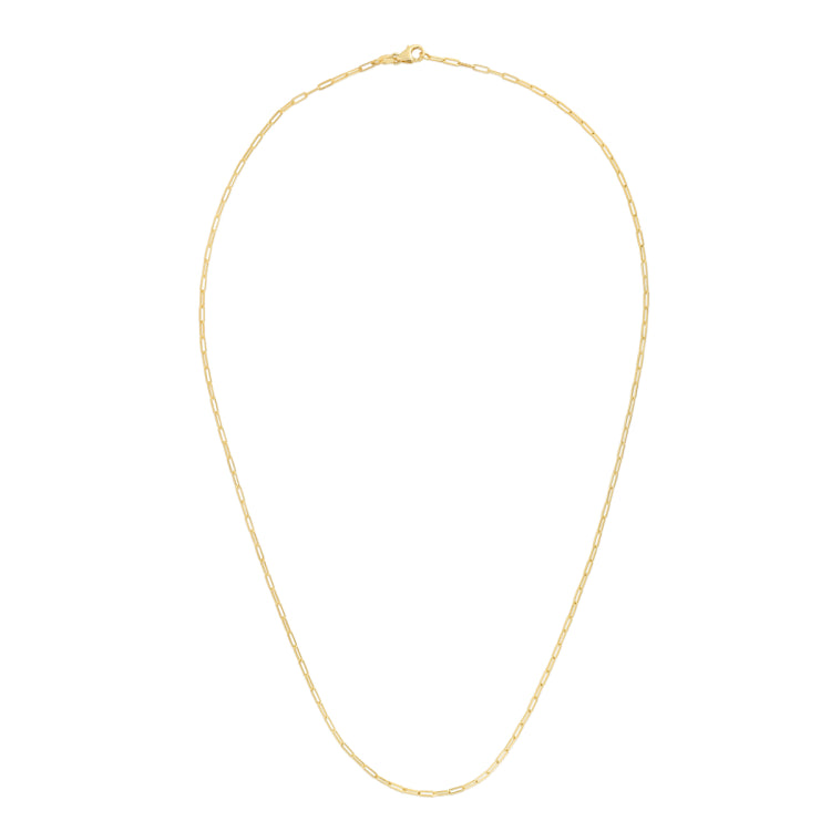 14K Yellow Gold 1.5mm Paperclip 24 Chain with Lobster Lock