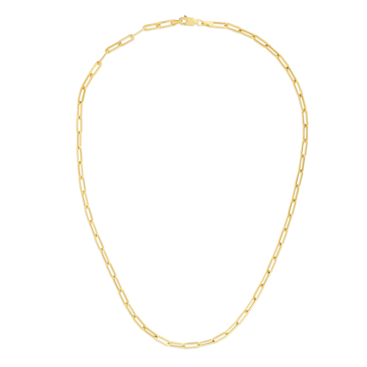 14K Yellow Gold 3.2mm Paperclip 20 Chain with Lobster Lock