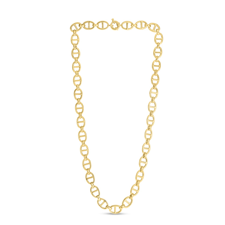 14K Yellow Gold 8.8mm Mariner Link 18 Necklace with Spring Ring Clasp