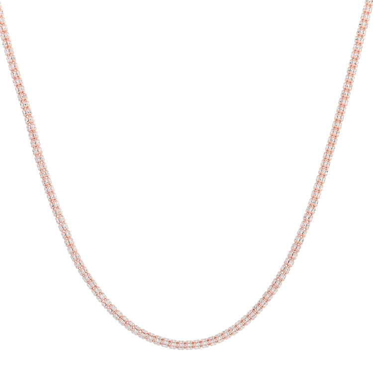 14K Rose Gold Two-Tone 3.3mm Fancy 22 Ice Chain with Lobster Clasp