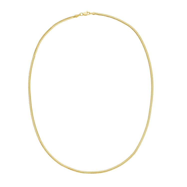 14K Yellow Gold 2mm 18 Oval Snake Chain Necklace with Lobster Clasp