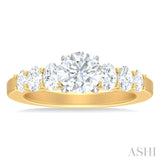 1 Ctw Round Shape Oval and Round Cut Diamond Semi Mount Engagement Ring in 14K Yellow and White Gold