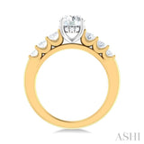 1 Ctw Round Shape Oval and Round Cut Diamond Semi Mount Engagement Ring in 14K Yellow and White Gold