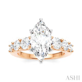 1 Ctw Marquise Shape Round Cut Diamond Semi-Mount Engagement Ring in 14K Rose and White Gold