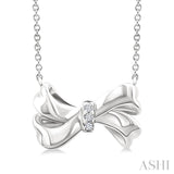 1/50 Ctw Bow Round Cut Diamond Fashion Pendant With Chain in Sterling Silver