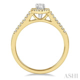 1/5 Ctw Marquise Shape Round Cut Diamond Semi-Mount Engagement Ring in 14K Yellow and White Gold