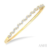1 1/3 Ctw Marquise and Round Cut Diamond Stackable Bangle in 14K Yellow Gold