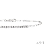 1/2 Ctw Round Cut Diamond Paperclip Chain Bracelet in 14K White Gold
