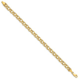 14k 6mm Hollow Diamond-cut Double Link 7 inch Charm Bracelet