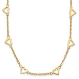 14k Polished Open Hearts with Heart Link Chain 18 inch Station Necklace