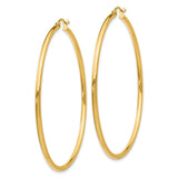 14k 2x55mm Polished Lightweight Tube Hoop Earrings