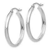 14k White Gold 2.75x25mm Polished Tube Hoop Earrings