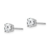 14k White Gold 5mm Round Cubic Zirconia Post Earrings