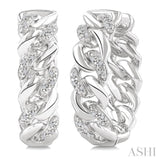 1/10 Ctw Single Cut Diamond Curb & Cuban Earrings in Sterling Silver