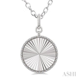 1/10 Ctw Round Fluted Medallion Single Cut Diamond Pendant With Chain in Sterling Silver