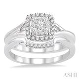 3/8 ctw Diamond Lovebright Wedding Set with 1/3 ctw Engagement Ring and 1/20 ctw Wedding Band in 14K White Gold