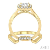 1/2 ctw Diamond Lovebright Wedding Set with 1/2 ctw Engagement Ring and 1/20 ctw Wedding Band in 14K Yellow and White Gold