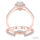 3/4 ctw Oval Shape Diamond Lovebright Wedding Set with 1/2 ctw Engagement Ring and 1/5 ctw Wedding Band in 14K Rose and White Gold