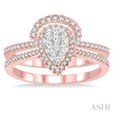 1/2 ctw Diamond Lovebright Wedding Set with 1/3 ctw Engagement Ring and 1/6 ctw Wedding Band in 14K Rose and White Gold