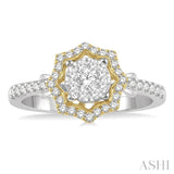 1/2 Ctw Star Shape Lovebright Round Cut Diamond Ring in 14K White and Yellow Gold