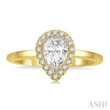 1/3 Ctw Round Cut Diamond Halo Engagement Ring With 1/4 Ct Pear Cut Center Stone in 14K Yellow and White Gold