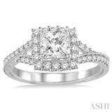1/2 Ctw Round Diamond Semi-Mount Engagement Ring in 14K White Gold