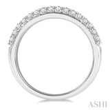 1/2 Ctw Triple Row Pave Set Round Cut Diamond Wedding Band in 14K White Gold