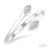 1/5 Ctw Split Single Coil Bezel Set Marquise Cut Diamond Open Fashion Ring in 14K White Gold