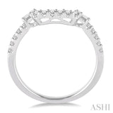 1/4 Ctw U-Shape Baguette Accent Round Cut Diamond Wedding Band in 14K White Gold
