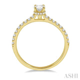 1/5 Ctw Oval Shape Round Cut Diamond Semi-Mount Engagement Ring in 14K Yellow Gold