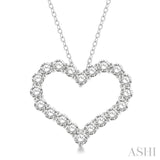 3.00 Ctw Heart Shape Round Cut Diamond Pendant With Chain in 14K White Gold
