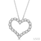 3.00 Ctw Heart Shape Round Cut Diamond Pendant With Chain in 14K White Gold