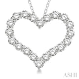 3.00 Ctw Heart Shape Round Cut Diamond Pendant With Chain in 14K White Gold