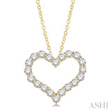 3.00 Ctw Heart Shape Round Cut Diamond Pendant With Chain in 14K Yellow Gold