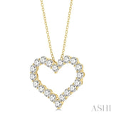 3.00 Ctw Heart Shape Round Cut Diamond Pendant With Chain in 14K Yellow Gold