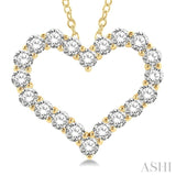 3.00 Ctw Heart Shape Round Cut Diamond Pendant With Chain in 14K Yellow Gold