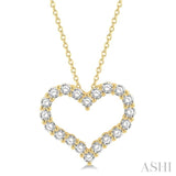 2.00 Ctw Heart Shape Round Cut Diamond Pendant With Chain in 14K Yellow Gold