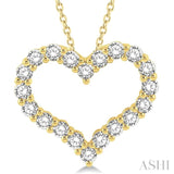 2.00 Ctw Heart Shape Round Cut Diamond Pendant With Chain in 14K Yellow Gold