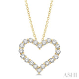 4.00 Ctw Heart Shape Round Cut Diamond Pendant With Chain in 14K Yellow Gold
