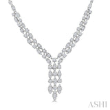 3 1/6 Ctw Triple Row Drop Round Cut Diamond Necklace in 14K White Gold