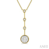 5/8 Ctw Circular Mount & Bar Extension Round Cut Diamond Lovebright Necklace in 14K Yellow and White Gold